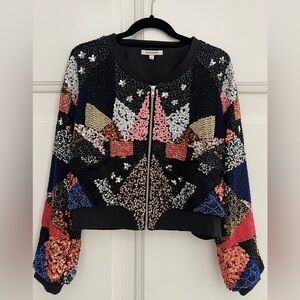 Glamorous Black Sequin Jacket - size L